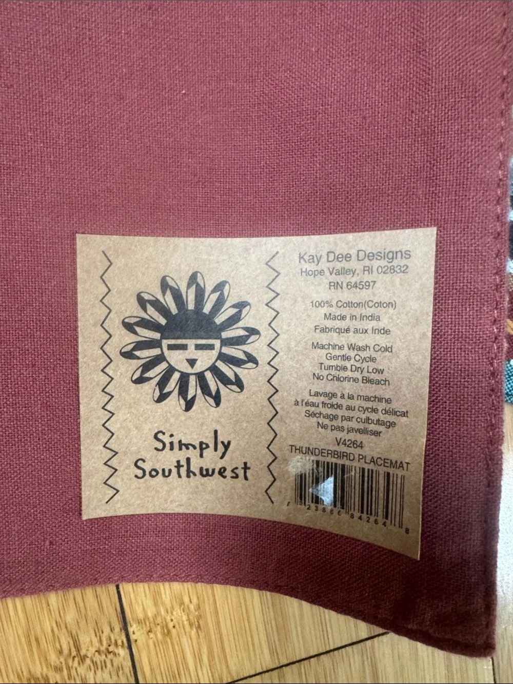 Southwestern Kokopelli Stripe Placemats - Teal, Tan, Brown - set of 4